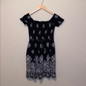 Black and white flowy floral dress